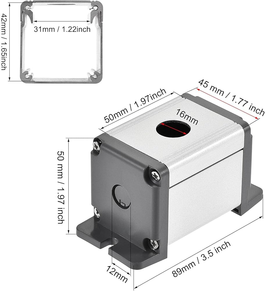 uxcell Single Holes 16mm Aluminum Switch Button Station Box with a