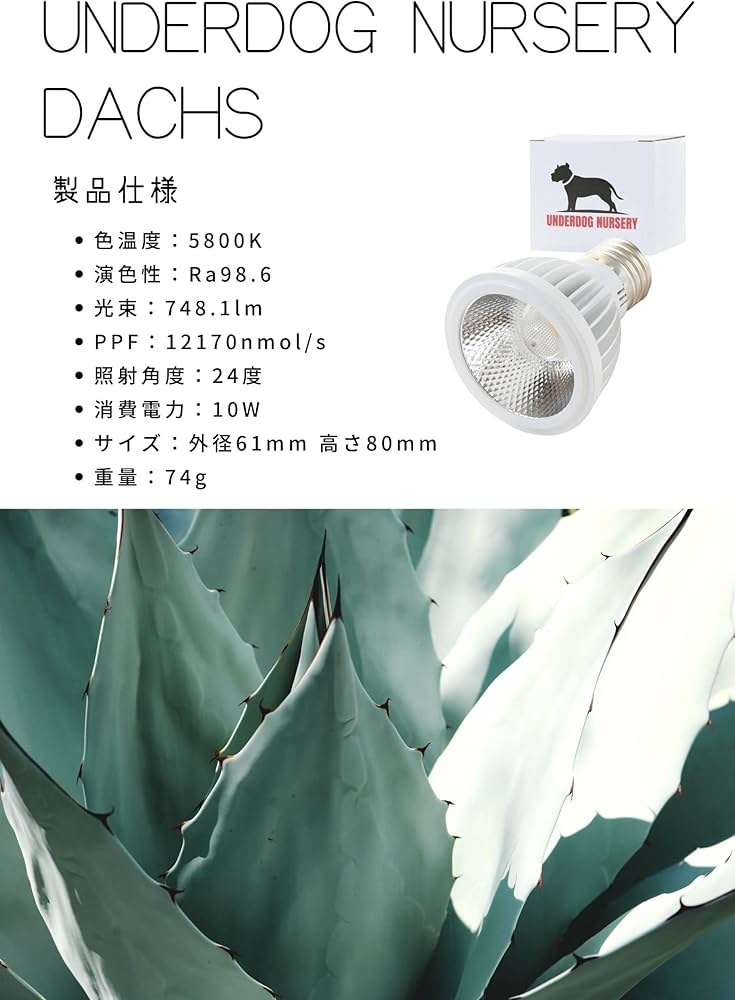 Amazon.co.jp: UNDERDOG NURSERY DACHS 10W 5800K WHITE 植物育成LED