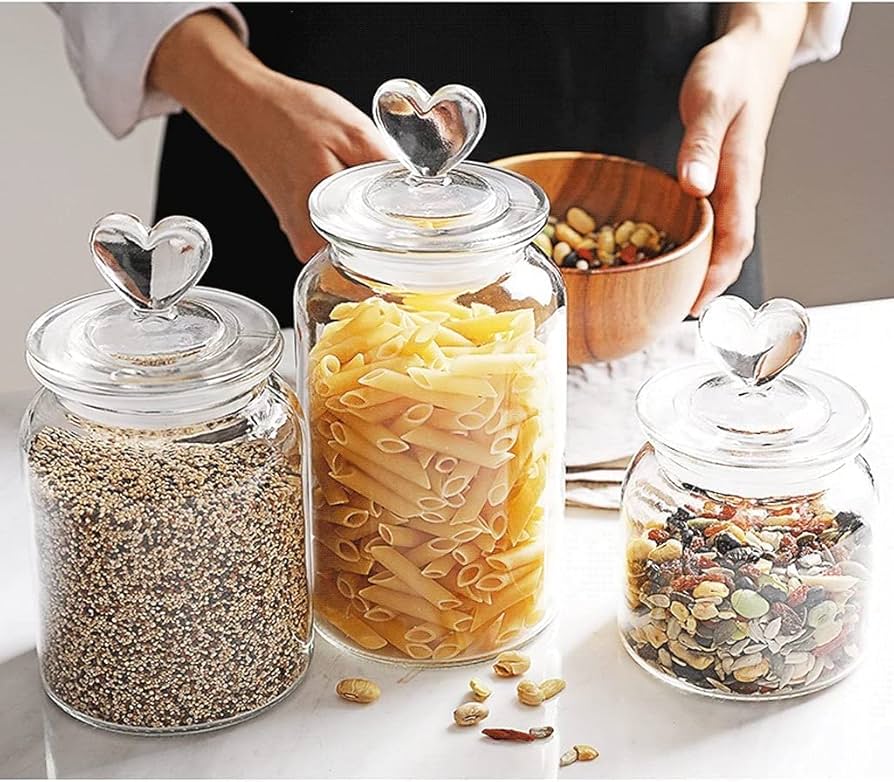 Amazon｜キッチン収納キャニスター 2 ピース セット ガラス保存瓶気密