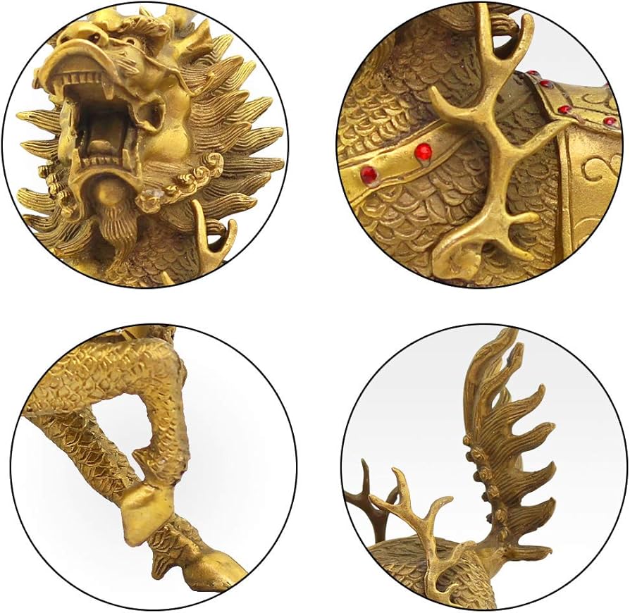 Amazon.co.jp: 麒麟 置物 招財 一対 銅製 風水グッズ 風水置物 風水