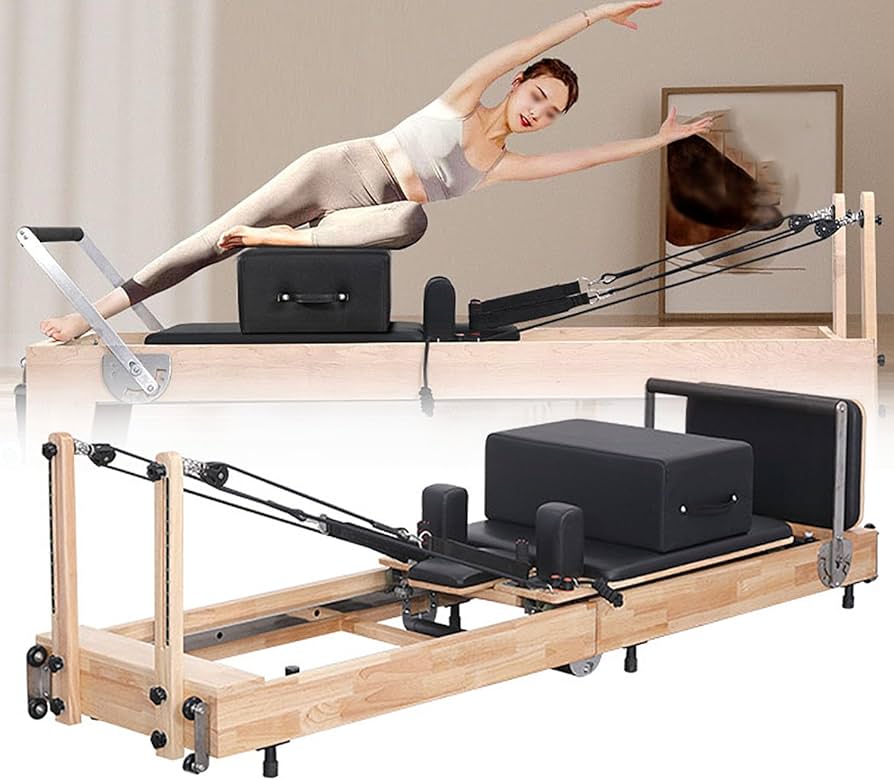 Amazon.co.jp: ピラティス リフォーマー マシン、木製折りたたみ