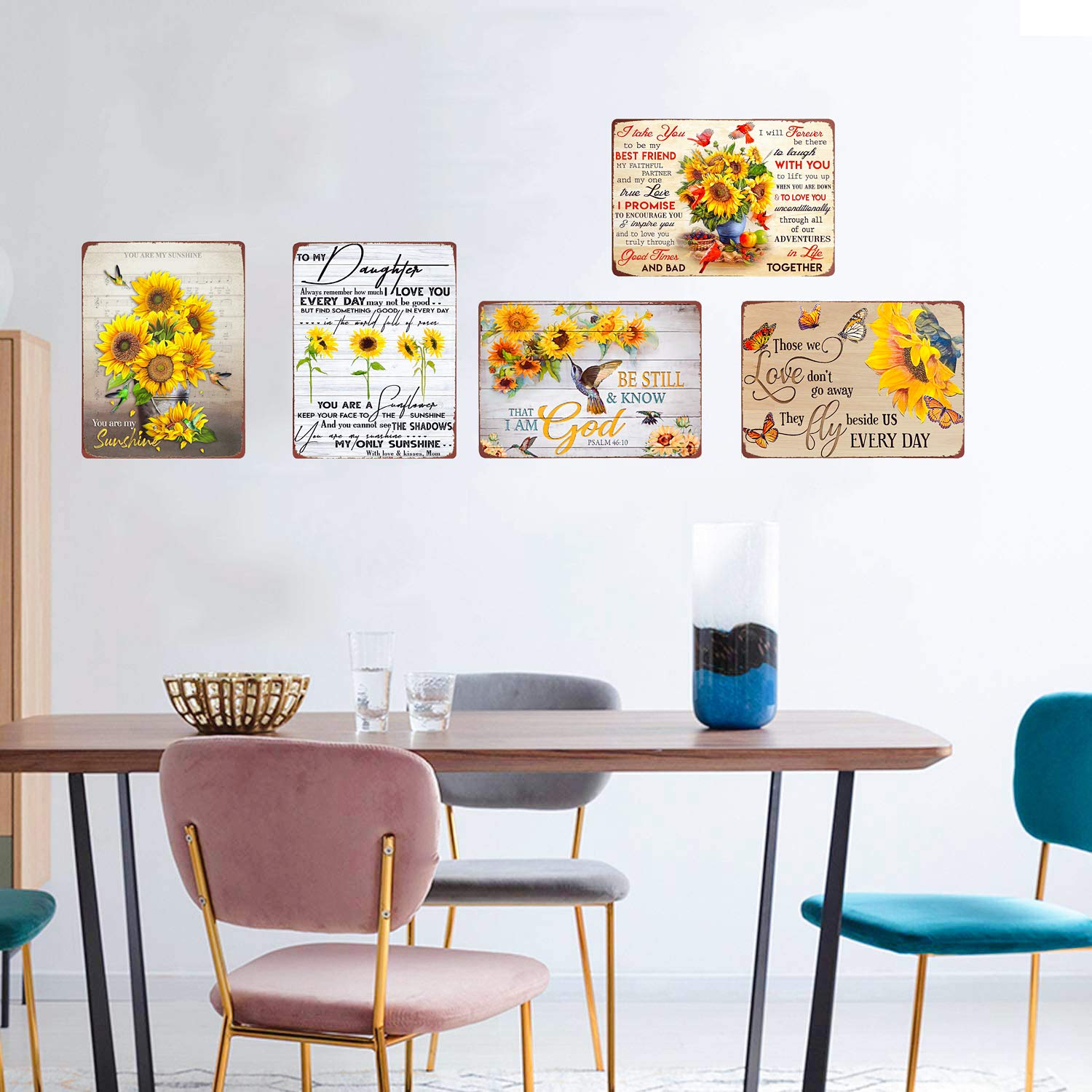 Amazon.co.jp: 非常に丈夫なメタルサイン ひまわりとハミングバード