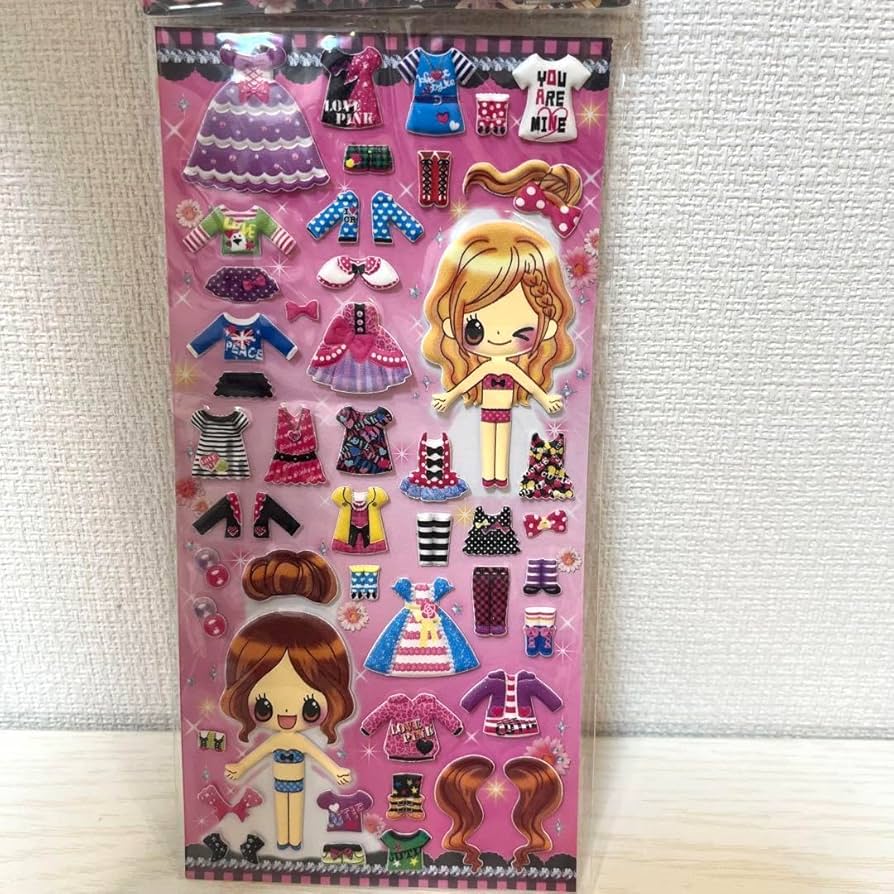 Amazon.co.jp: 平成レトロ 着せ替えシール キラキラダブルお着替え