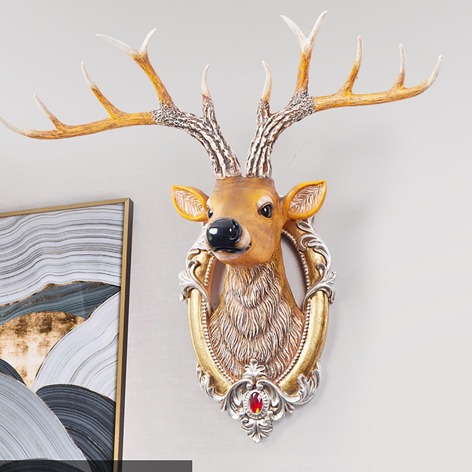Amazon.co.jp: 鹿の角 剥製動物の頭部壁の装飾 樹脂製 動物 おしゃれ