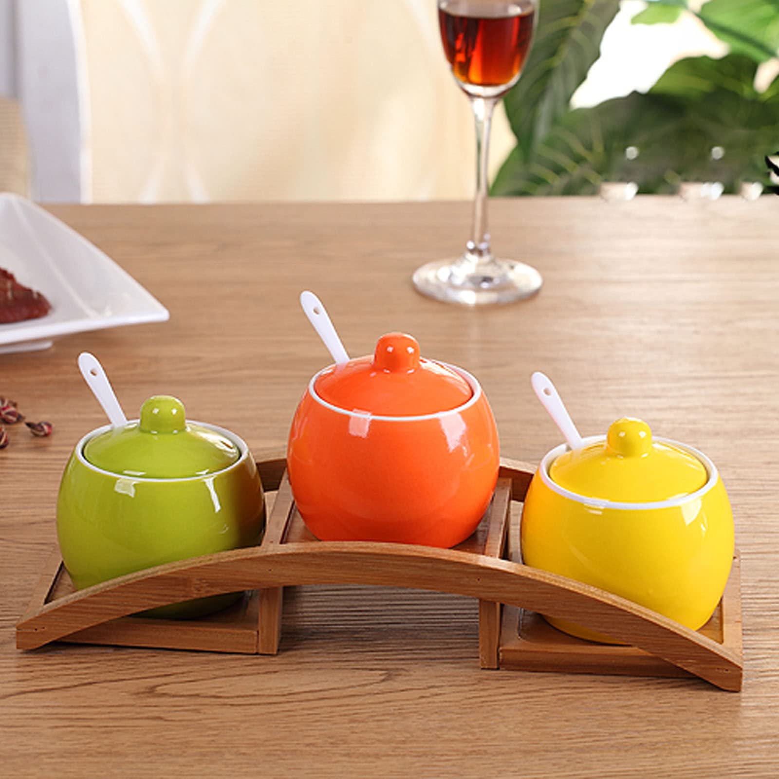 Amazon.co.jp: /北欧シュガーボウル 蓋付き、カラフルなストレージ