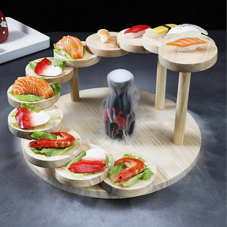 Amazon.co.jp: 寿司・刺身盛台 木製 階段盛器 立体盛込 寿司下駄 寿司