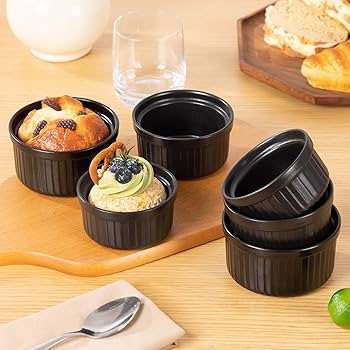 Amazon.com: Yachi Ramekins Black, 4 oz 6 Pieces Ceramic Baking