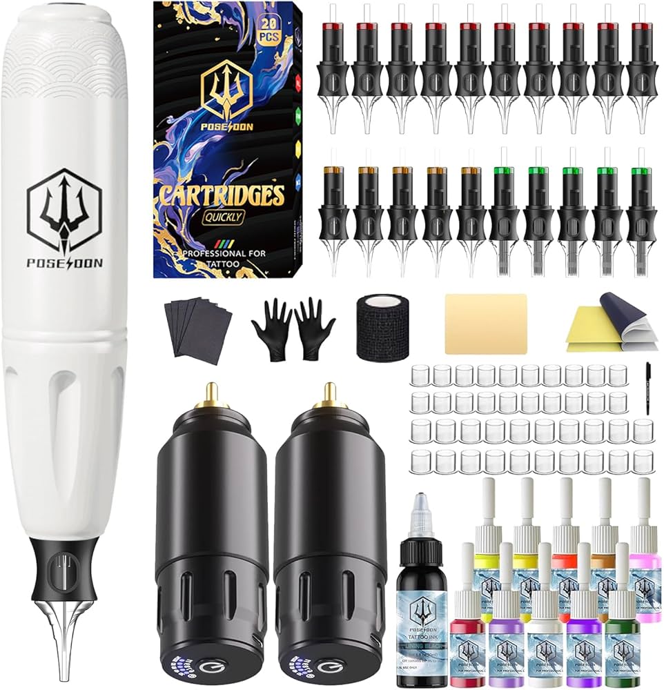 Amazon.com: POSEIDON Wireless Rotary Tattoo Machine Kit with 20
