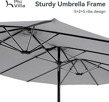 Amazon.com : PHI VILLA 15ft Large Patio Umbrellas with Base
