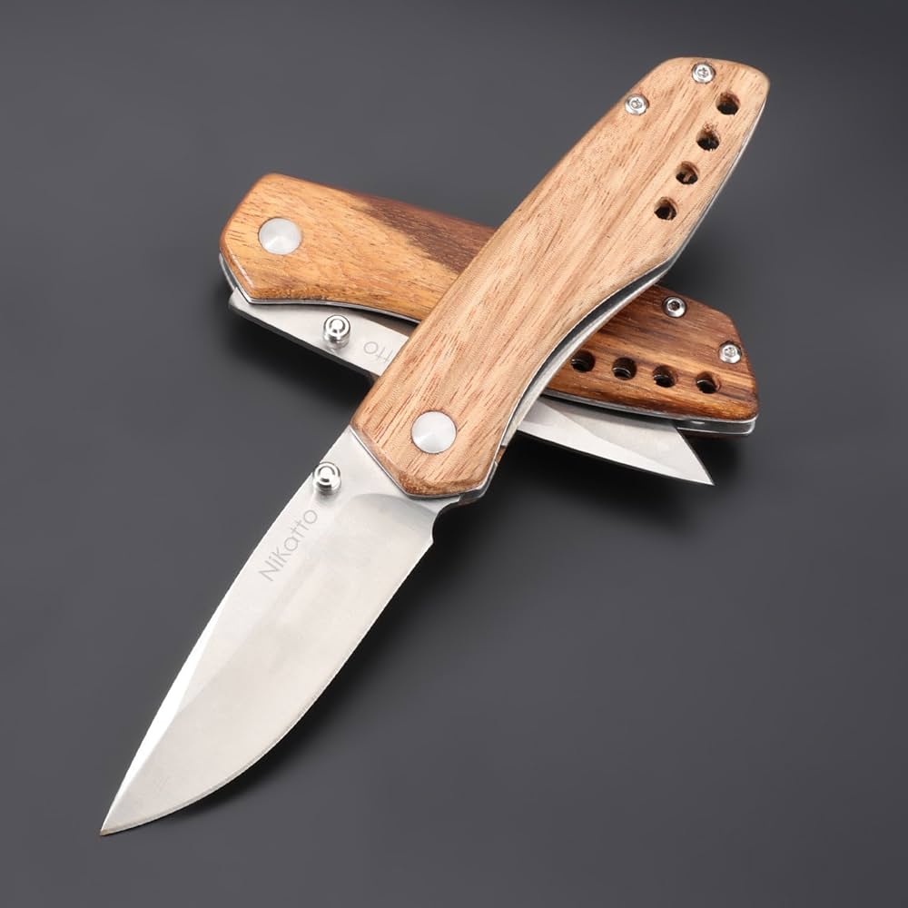 Amazon.co.jp: Nikatto 折りたたみナイフ フォールディング 天然木製
