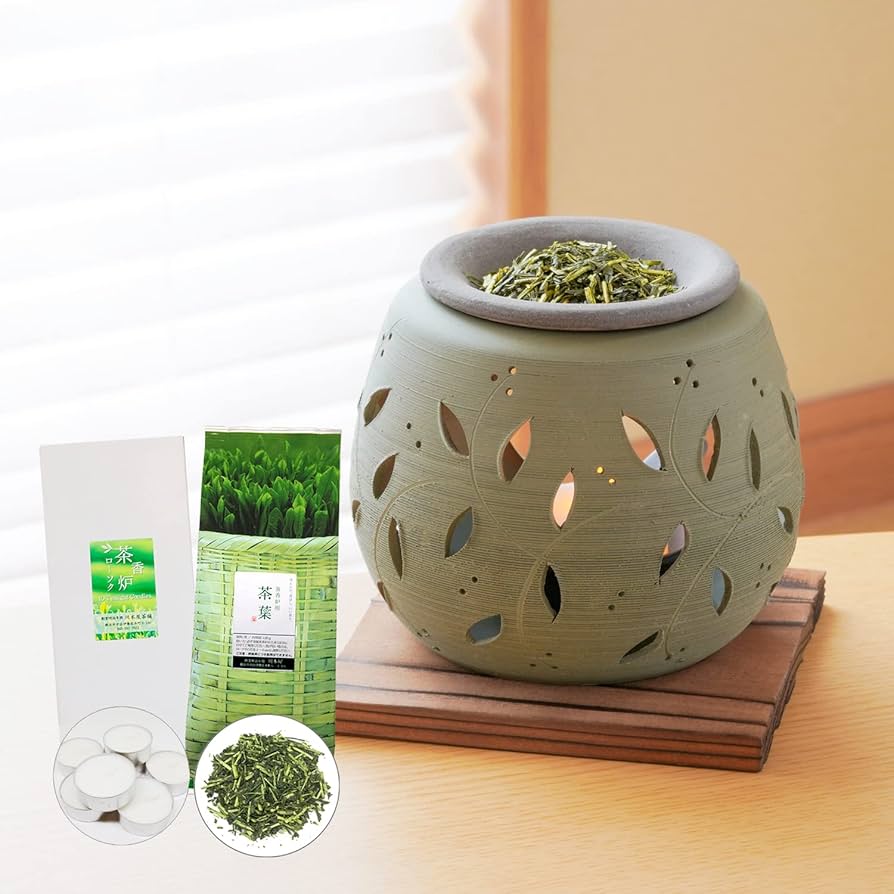 Amazon.co.jp: 国産 常滑焼 石龍窯 タデ花 茶香炉 ローソク 茶香炉専用