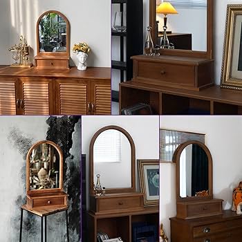 Amazon｜ドレッサー 卓上ドレッサー 化粧鏡 鏡台 おしゃれ 鏡 木製