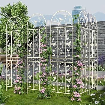 Amazon.co.jp: アイアンフェンス3枚組蔓性植物用支柱 フェンス薔薇