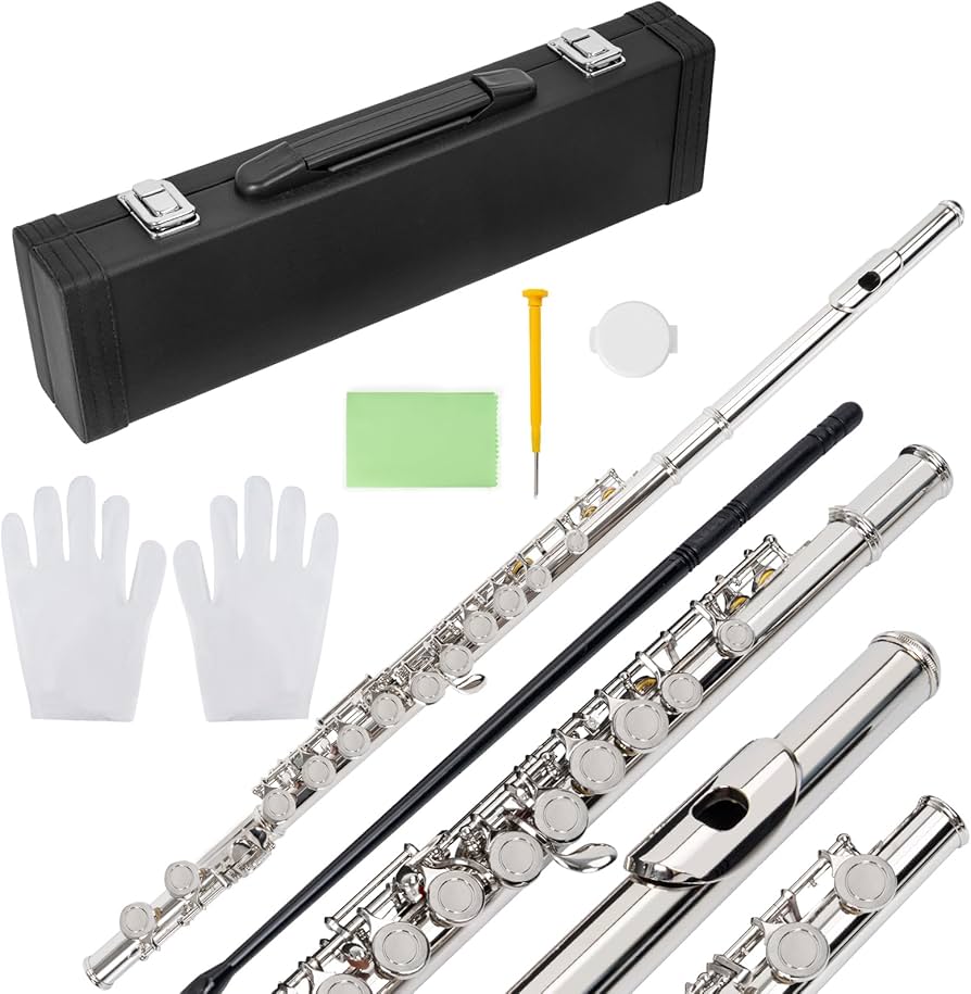 Amazon | BQKOZFIN フルート 16穴 Cキー 初心者セット 木管楽器 白銅
