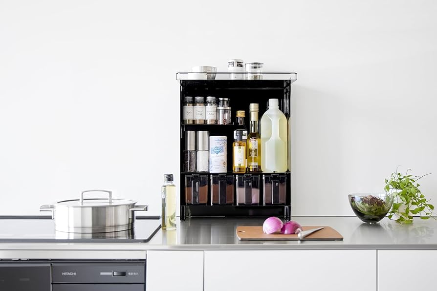 Amazon｜山崎実業(Yamazaki) 【 完成品 】 前が開く 隠せる 調味料