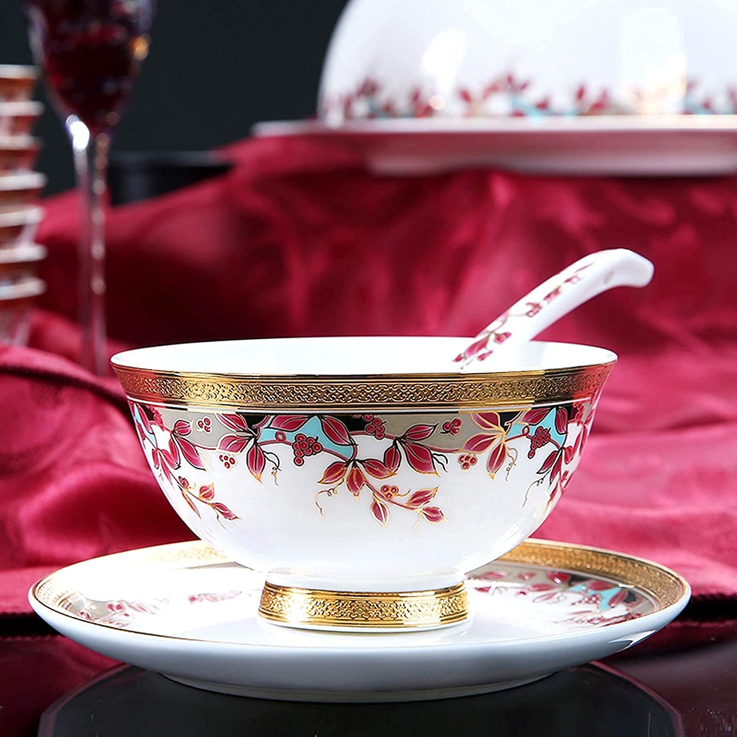 Amazon.co.jp: セラミックディナーセット、81ピースボーンチャイナ食器