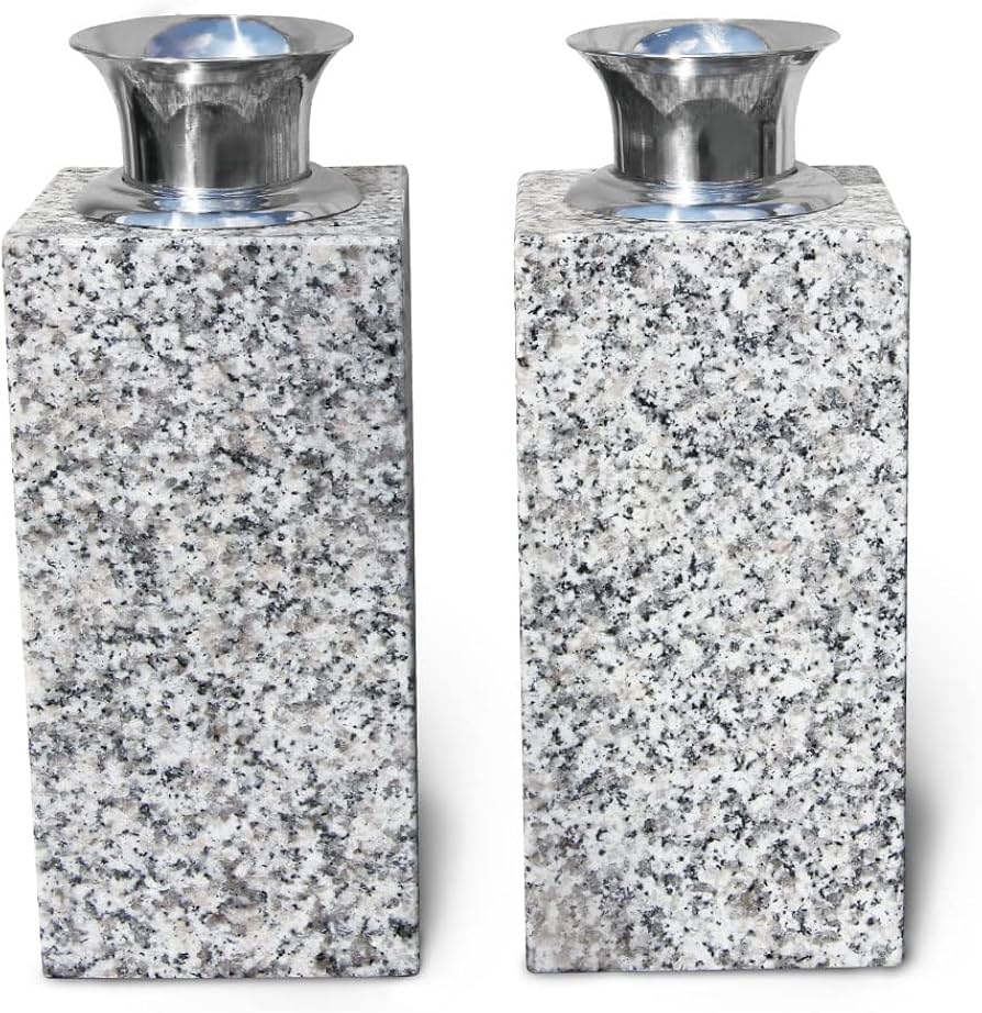 Amazon｜お墓用の花立L01 左右1対セット高級白みかげ石製 ステンレス