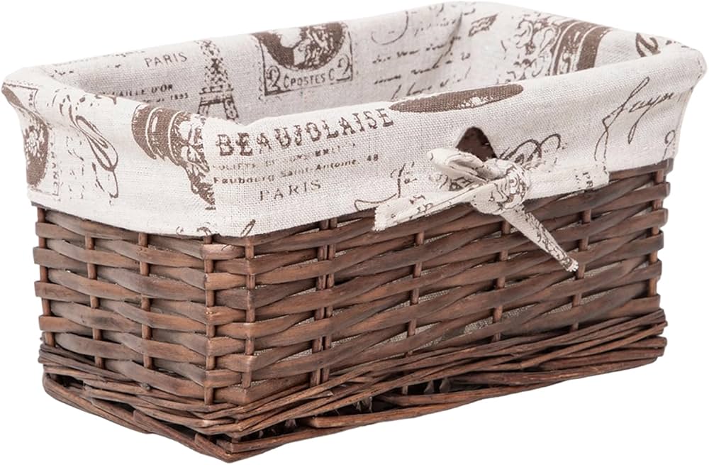 Amazon.co.jp: 小さな収納バスケット、手編みの籐製、内側パッド付き