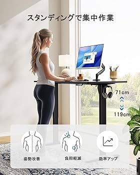 Amazon | ErGear 電動 昇降デスク 一枚板 スタンディングデスク 幅