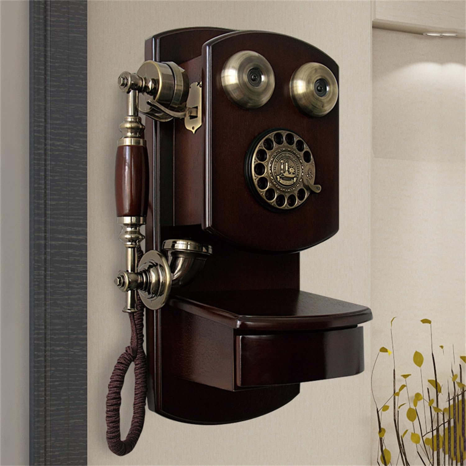 Amazon | 壁掛け電話 ヴィンテージスタイル 回転式 レトロ 昔ながらの