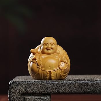 Amazon.co.jp: 布袋様 置物 金運 七福神 開運 木彫りミニサイズ 木製