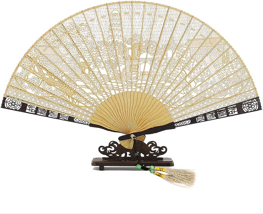 Amazon.co.jp: LOVE MIYABI 最高級 蘇州扇子 ハンドメイド 黒檀親骨 檀