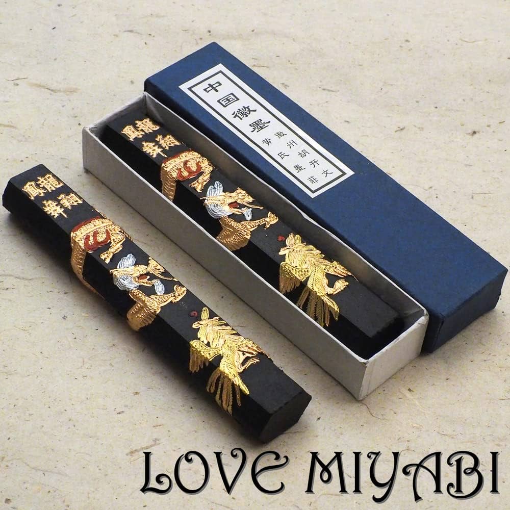 Amazon | 【LOVE MIYABI】 唐墨 龍翔鳳舞 二両×二丁セット 錦箱入 松煙