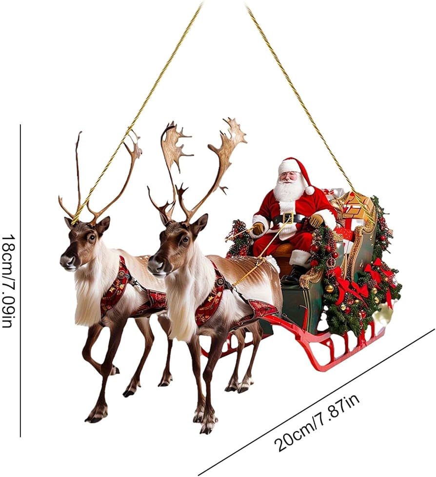Amazon.co.jp: 愛らしいクリスマス トナカイ そり サンタオーナメント