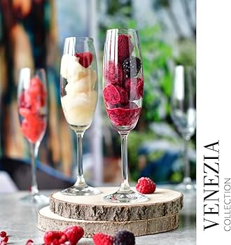 Amazon | Krosno クリスタルシャンパンフルート、6個セット、7.2オンス