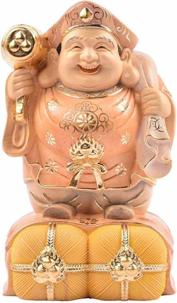 Amazon｜繁樓藝雕 七福神 大黒天 木彫り 桧木製 縁起物 玄関置物 開運