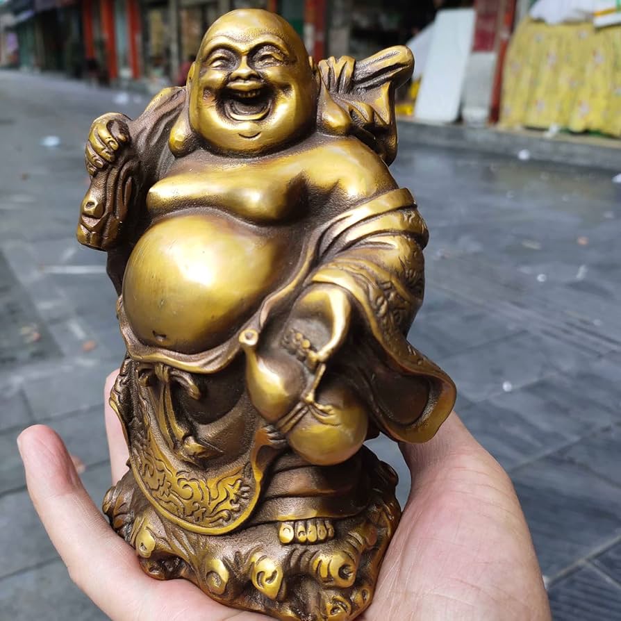 Amazon｜ミニ 仏像 七福神 置物 布袋 布袋様 風水 銅 (真鍮製) 高さ約