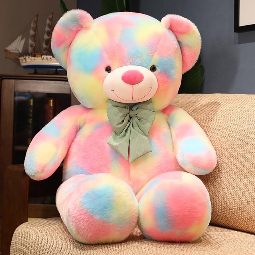 Amazon.co.jp: yousyu ぬいぐるみ熊テディベア 虹色カラフルくまさん