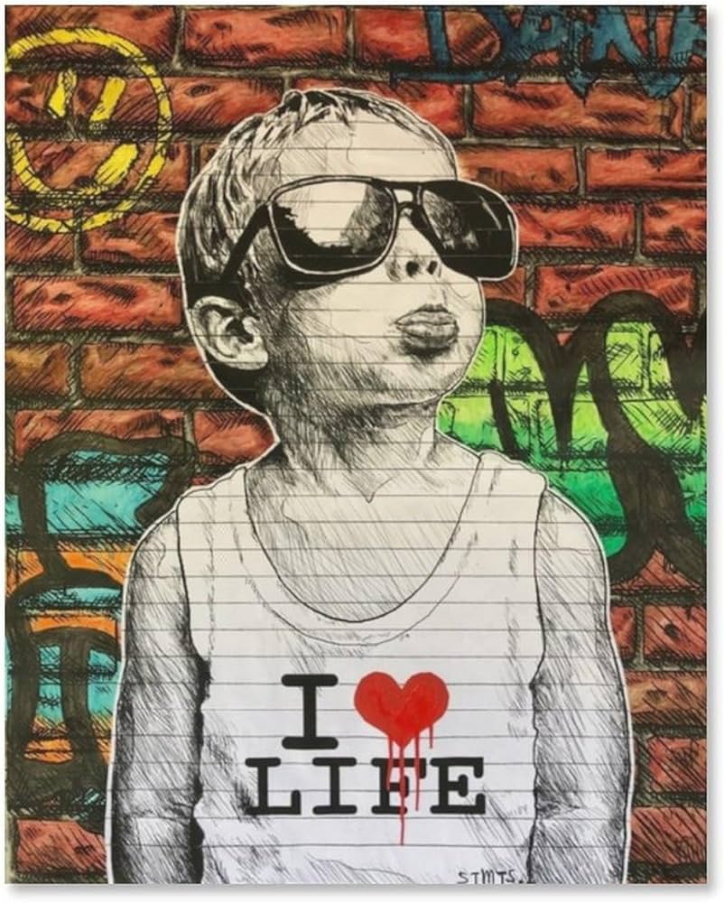 Amazon.co.jp: バンクシーI Love Rockスタイル ストリートグラフィティ