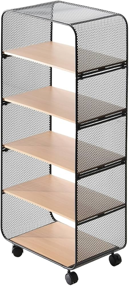 Amazon｜FunFun キャスター付パンチングメタルラック 5段 ブラック
