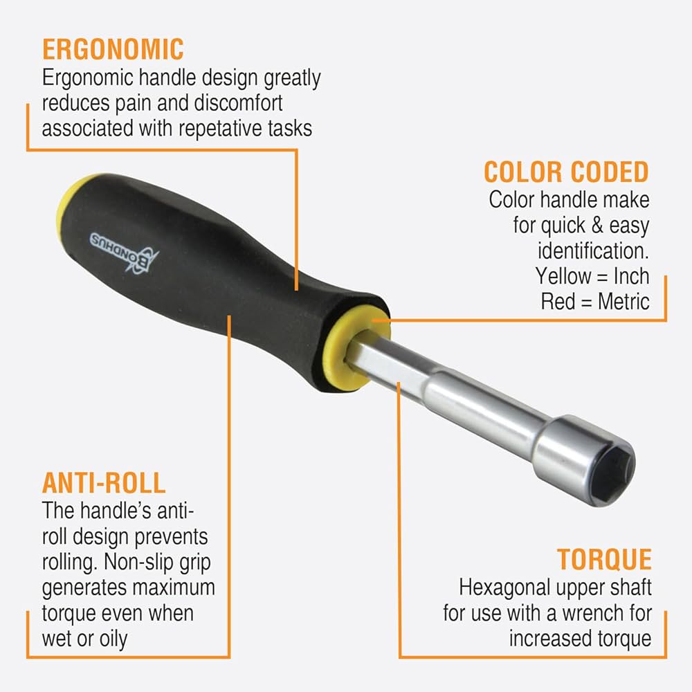 Amazon.com: Bondhus 48445 Hollow Shaft Nut Driver, 7 Piece : Tools