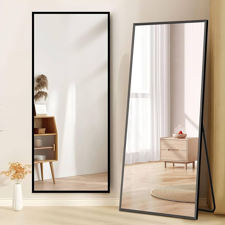 Amazon.co.jp: 全身鏡 姿見鏡 スタンドミラー アルミ 直角 壁掛け
