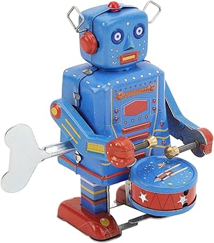 Amazon.co.jp: ゼンマイおもちゃ 時計じかけドラムロボットおもちゃ