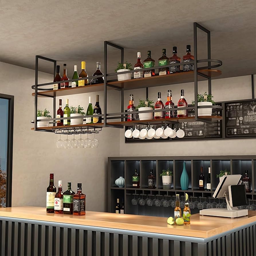 Amazon｜天井吊りワインラック/棚/収納棚/屋内吊り下げ収納ラック