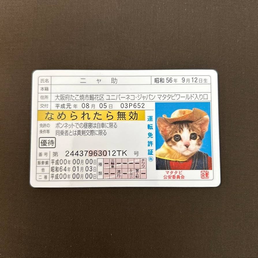 Amazon.co.jp: なめ猫カード ニャ助 ゴールド免許証カード : ペット用品