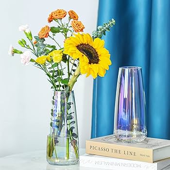 Amazon.co.jp: ガラス花瓶 虹色 クリスタルクリアガラス花瓶 花用