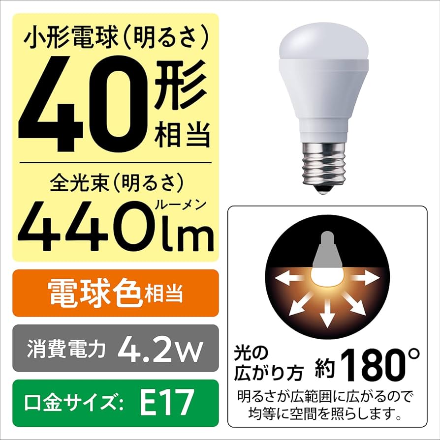 Amazon | パナソニック LED電球 プレミア E17口金 電球40形相当 2個入