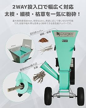 Amazon | ウッドチッパー Kareyouエンジン粉砕機 2ways投入口 竹/木材