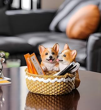 Amazon.com: ZKSYLSM Corgi Dog Figurines, Cute Puppy Statue, Dog