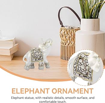 Amazon.co.jp: HERCHR 風水 象の像 白象の置物 象の装飾 白 幸運の置物