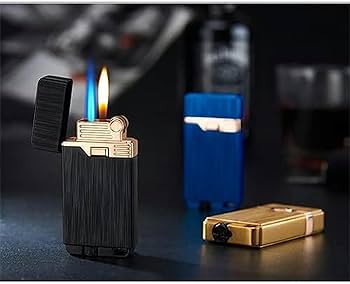 Amazon.co.jp: 金属製のガスライターブタンターボライター2つの炎