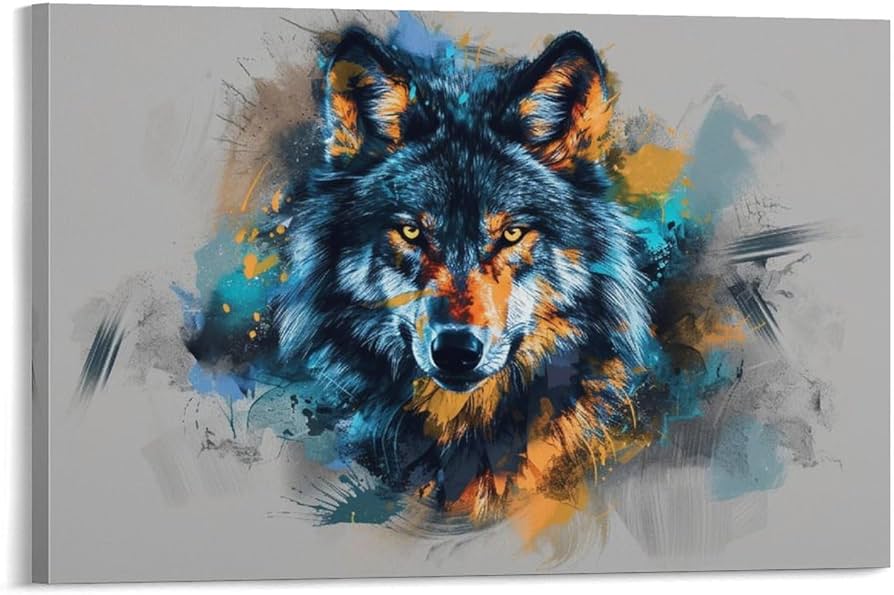 Amazon.co.jp: 絵画 凶暴なオオカミ アートパネル ポスター 超リアルな