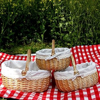 Amazon｜NJNEW 籐のかごバスケット 持ち手 収納かご 収納バスケット