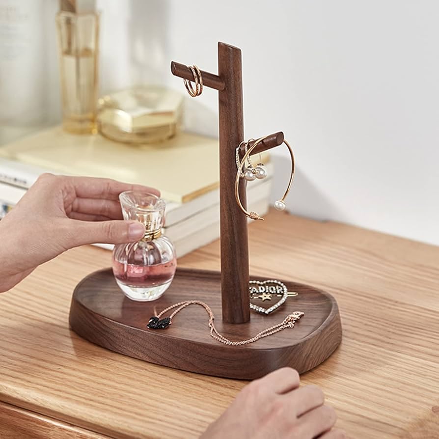 Amazon｜木製 胡桃の木 収納 キースタンド 鍵置き 鍵ホルダー