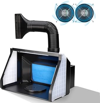 Amazon | Anesty 塗装ブース 2基フアン LED照明 スプレーブース 明るさ