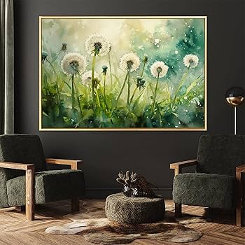 Amazon.co.jp: 絵画 鮮やかなタンポポインテリア 絵画 油絵イラスト